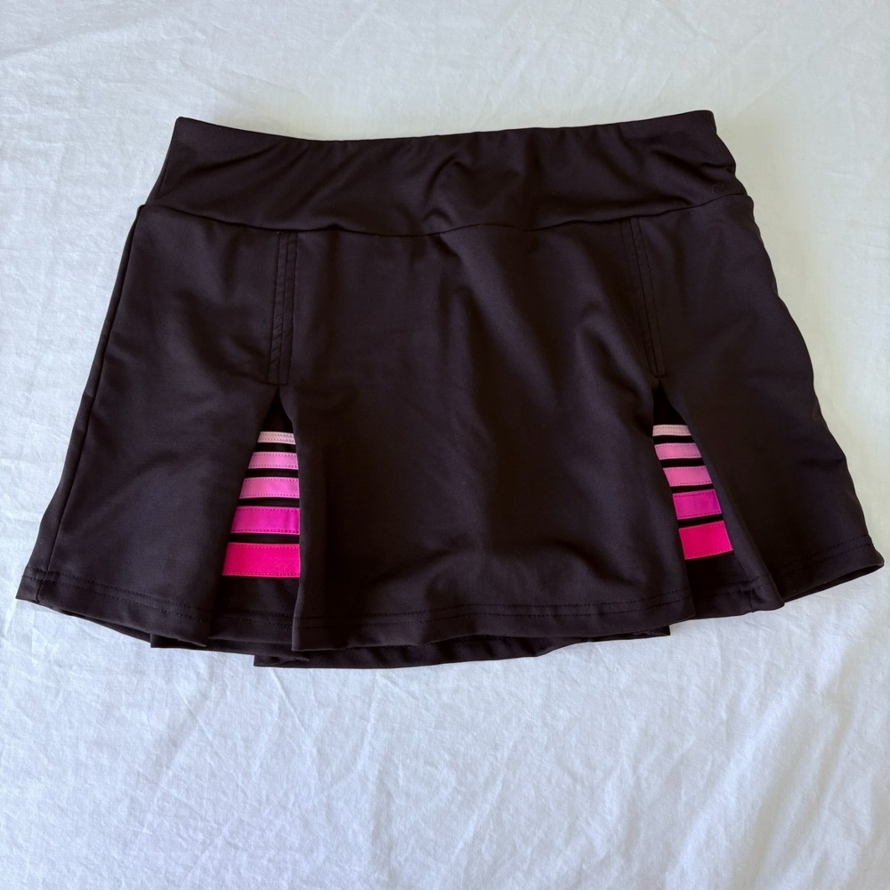 FILA Womens Black Pink Lined Pleats Performance Cool Max Tennis Skort‎ Size M
